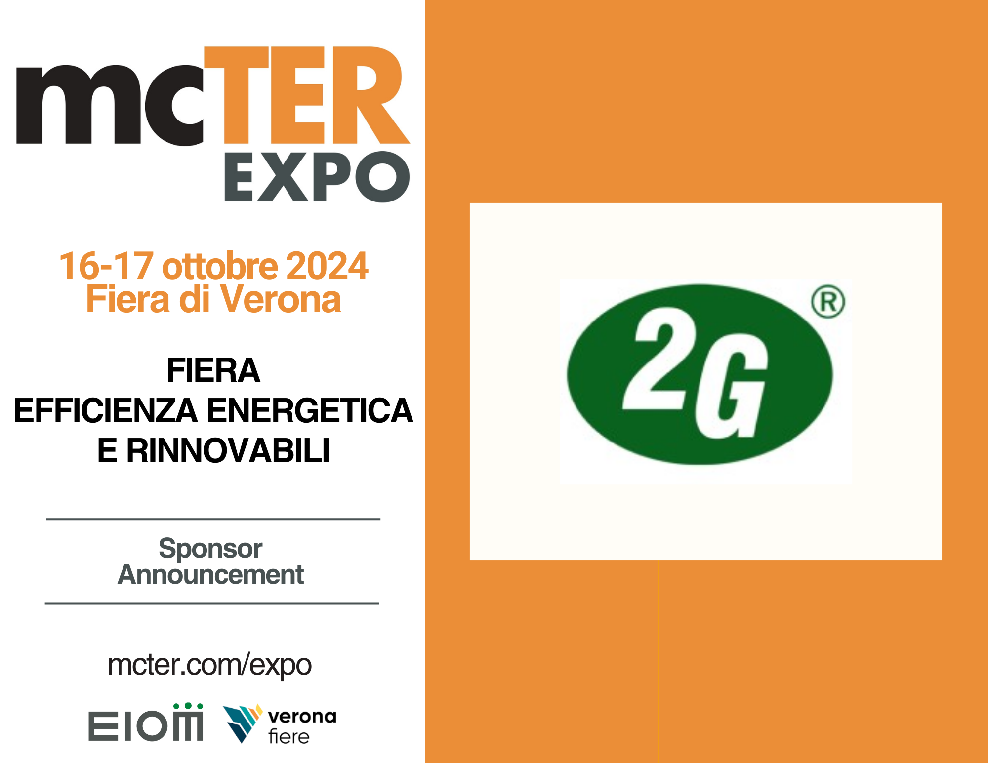Anche 2G Italia a mcTER EXPO, la Fiera dell’Efficienza Energetica e delle Rinnovabili a Veronafiere il 16 - 17 ottobre 2024
