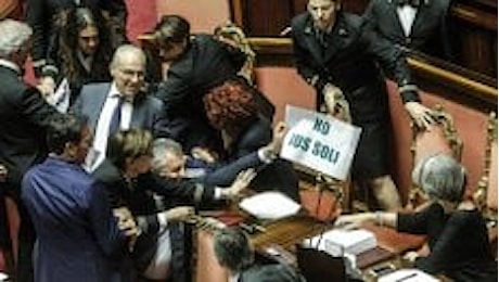Ius soli, discussione in Senato: è bagarre. Contusa ministra Fedeli e Boldrini dice basta alla violenza in Aula