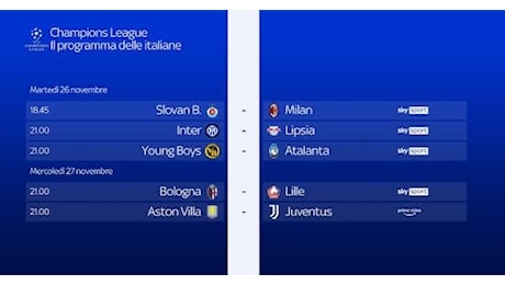 Champions League, il calendario e gli orari delle partite di oggi