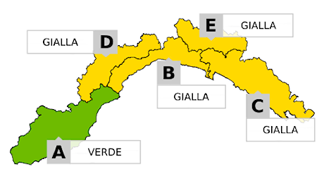 ARPAL: allerta gialla temporali sulle zone del centro-levante Liguria dalle 12:00 di domani