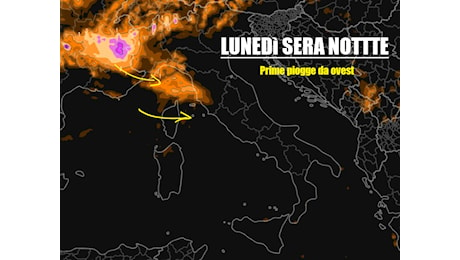 POSSIBILI PRIME PIOGGE DA OVEST – ENTRO FINE GIORNATA – meteo Toscana