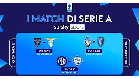 Il calendario di Serie A, le partite e gli orari della 17^ giornata