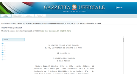 Credito d’imposta ZLS 2024: domanda dal 12 dicembre