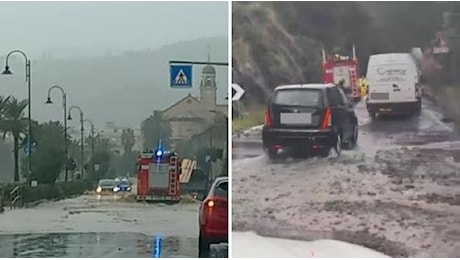 Cogoleto allagata: le immagini delle auto costrette a fare slalom tra sassi e cascate di fango