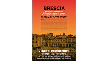 BRESCIA: VENERDÌ 20 DICEMBRE LA RISPOSTA DELLA CITTÀ ANTIRAZZISTA E SOLIDALE ALLA MARCIA FASCISTA