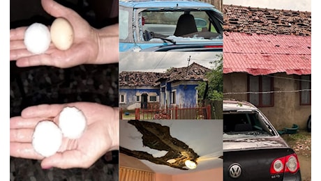 Grandinata catastrofica nel sud della Romania: villaggi devastati, centinaia di case e auto distrutte [IMMAGINI]