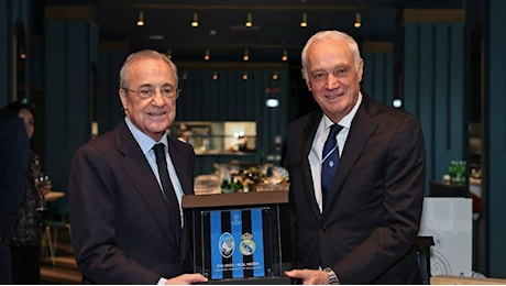 Atalanta-Real Madrid, il pranzo Uefa allo stadio con i Percassi, Pagliuca e Florentino Perez