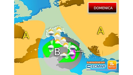 Meteo: Domenica, Vortice Ciclonico al Sud, ci saranno Nubifragi; i dettagli