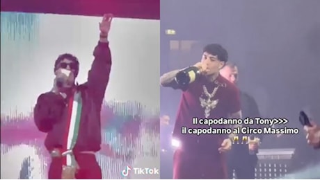 Tony Effe al suo concerto di Capodanno 2025 con la fascia tricolore: «Le critiche hanno fatto male» - Il video