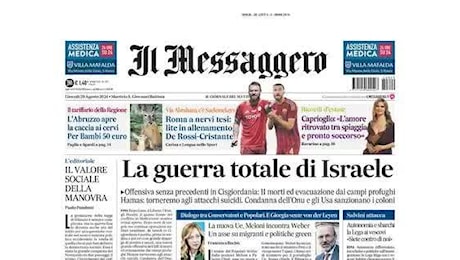 Il Messaggero in prima pagina: Nervi tesi: lite De Rossi-Cristante in allenamento