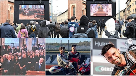 Luca Salvadori, l’abbraccio di Milano al campione di Superbike: maxischermo e corteo in moto, ai funerali Jovanotti e Gianni Morandi