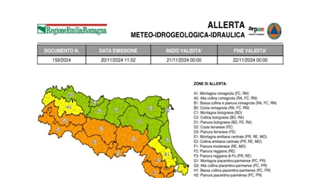 Meteo Emilia Romagna, domani allerta arancione