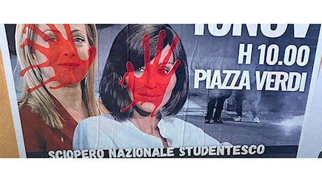 Manifesti con i volti insanguinati di Meloni e Bernini: l’ultima minaccia dei “rossi” a Bologna