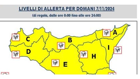 Maltempo a Messina e in Sicilia: allerta gialla in tutta la regione domani 7 novembre