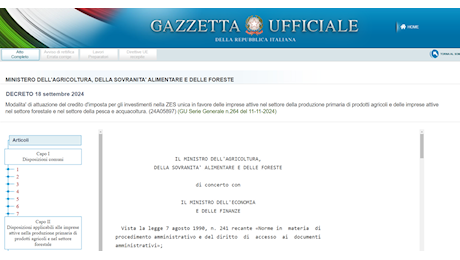 Credito d’imposta ZES in agricoltura: domande dal 20 novembre 2024