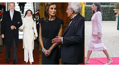 Dai pizzi rosa all’omaggio nell’abito nero: i look di Letizia di Spagna in Italia