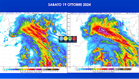 Aggiornamento per sabato 19 ottobre: piogge abbondanti in arrivo