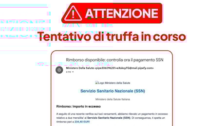 Attenzione alla truffa del Ministero della Salute: false mail per falsi rimborsi
