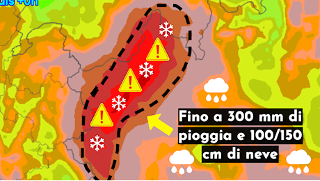 [Meteo medio termine] Forte maltempo a metà settimana con piogge intense e oltre 1 metro di neve sulle Alpi