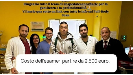 Sfera Ebbasta all'ospedale San Raffaele: «Sono stato per un check-up che vi consiglio». Ma costa 2.500 euro, pioggia di critiche