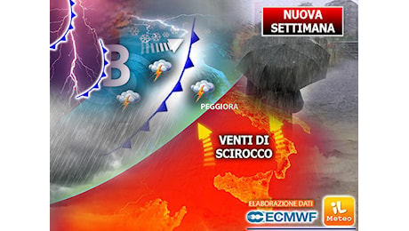 Meteo: ondata di Maltempo in settimana, in arrivo Pioggia a carattere di Nubifragio, zone colpite