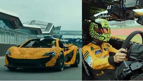 Lando Norris al volante della McLaren P1... ma è fatta di mattoncini Lego!