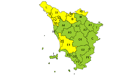 Venerdì 27 settembre, codice giallo per rischio idraulico e vento - Toscana Notizie