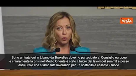 Meloni: Orgogliosa di essere in Libano oggi, lavoriamo per cessate il fuoco durevole