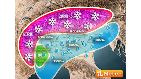 Neve, Fiocchi o solo Pioggia: la Mappa Meteo mostra quello che accadrà tra poco