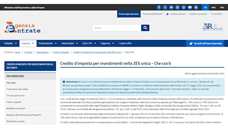 ZES Unica Sud: cosa deve fare chi rinuncia al credito d’imposta?