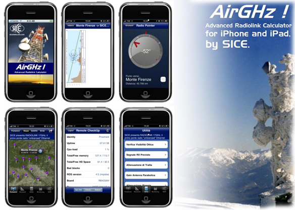 SICE ha realizzato AirGHz: il rivoluzionario App Gratuito, per iPhone e iPad, dedicato alle Telecomunicazioni
